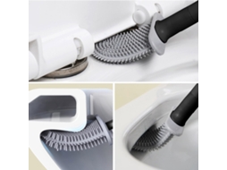 Escova Sanitária com Suporte, Silicone, para Uso em Pé ou Pendurada, Preto, Cabo Removível, AQUAFORGE