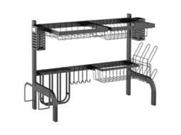 Escorredor de Louça Modular de 2 Níveis em Aço, 81,5 X 31,5 X 53,5 Cm, Preto VISTA