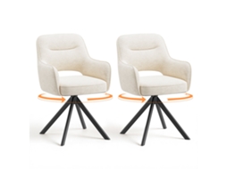 Smartue Conjunto De 2 Cadeiras Giratórias, Cadeiras Giratórias Premium Com Apoios De Braços Medios E Estrutura Metálica Estável, Cor Bege