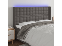 Vidaxl Cabeceira Cama C/ Led Couro Artif. 183x16x118/128 Cm Cinzento