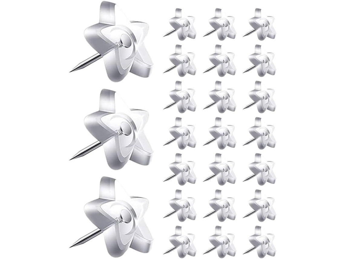 50 Tachinhas Transparentes em Formato Estrela para Quadros Cortiça e Paredes, Tachinhas Decorativas Multifuncionais