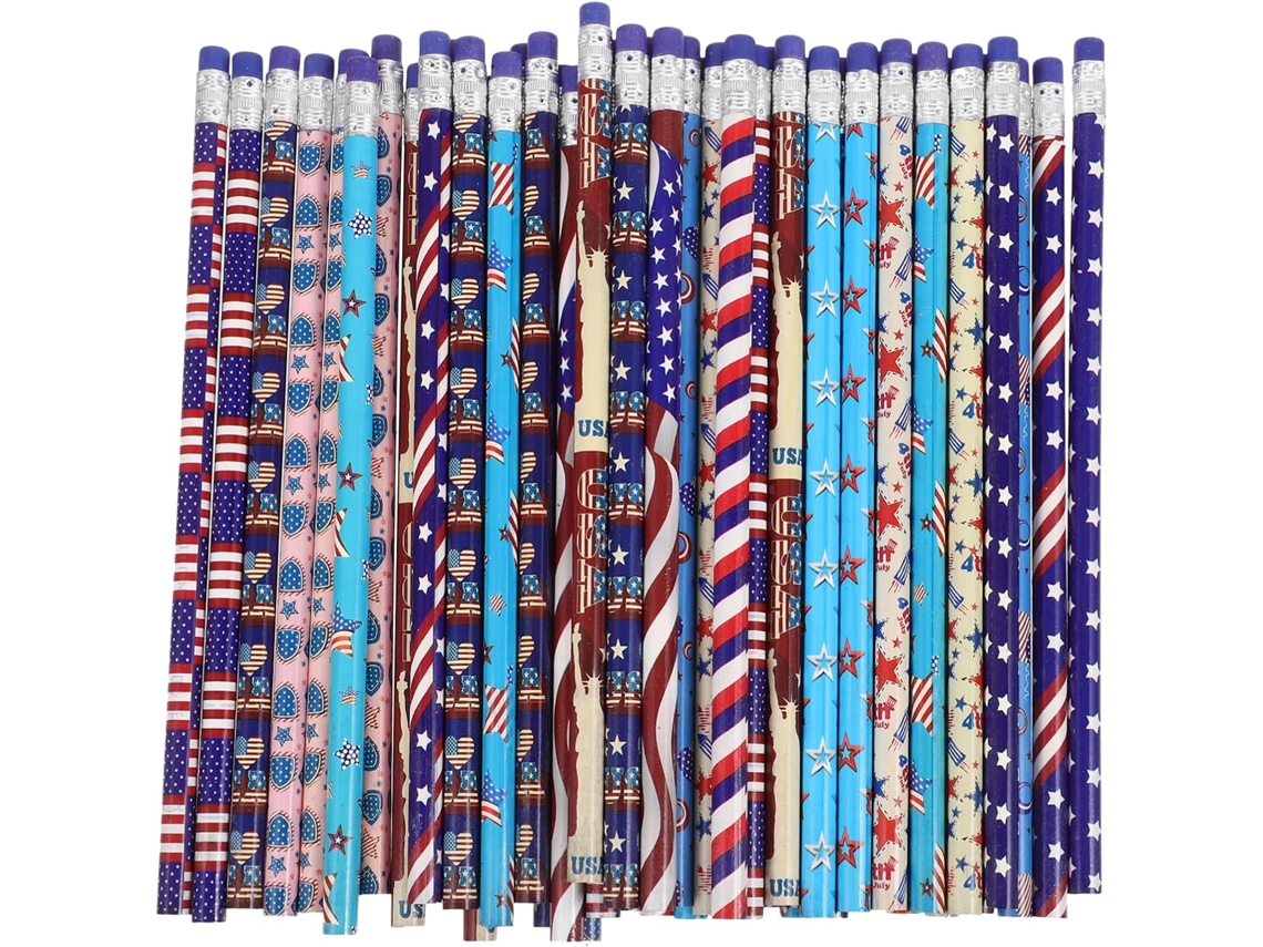 Conjunto de 48 Lápis Madeira com Tema do Dia da Independência para Desenho e Escrita, Unidades, Ferramenta Prá