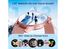 Smartwatch Para Mulheres Relógio De Fitness 1 43 Tela Amoled Touchscreen Atender/fazer Chamadas Com Monitor De Frequência Cardíaca Pressão Lalamoli