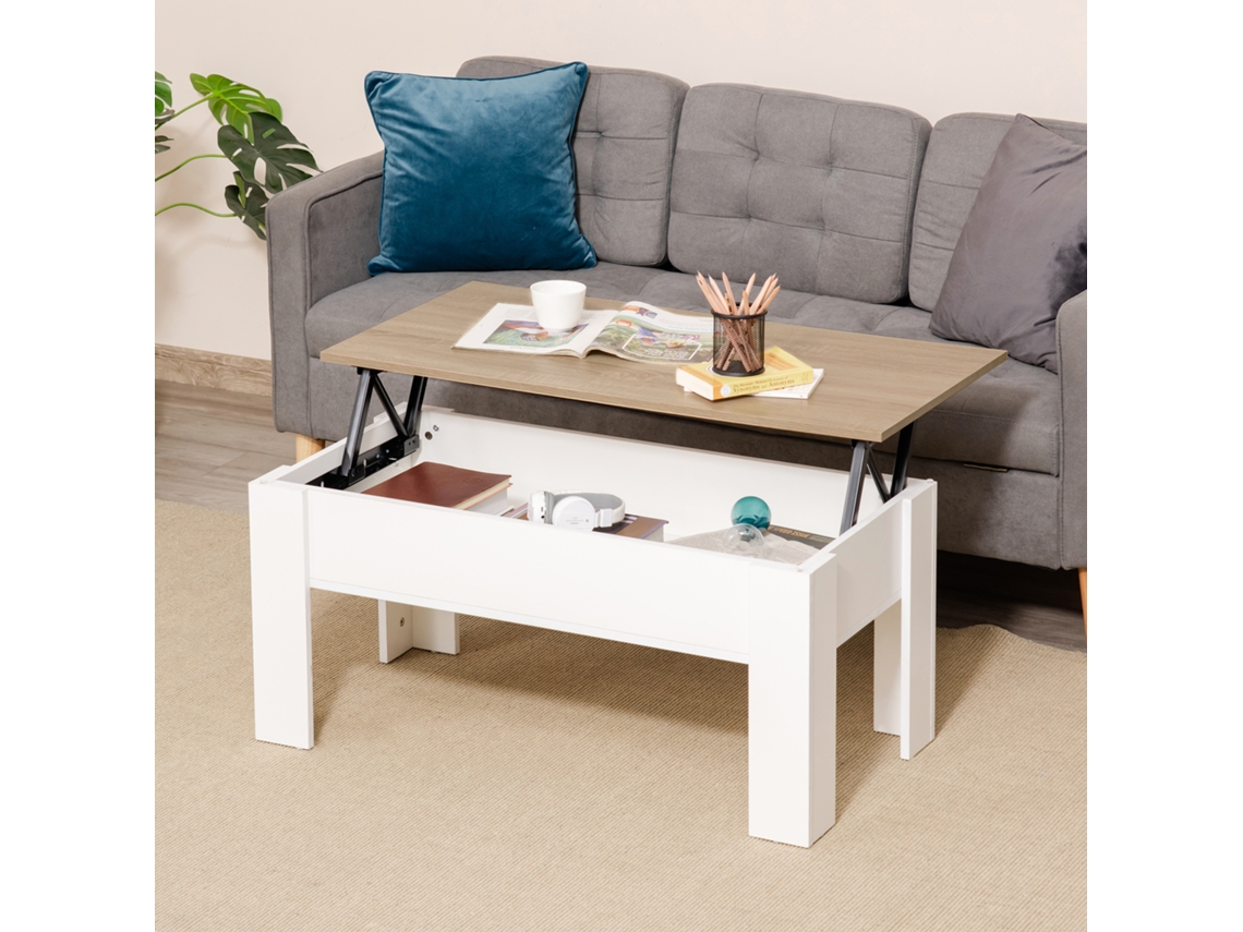 Mesa De Centro, Em Aglomerado, Na Cor Branco