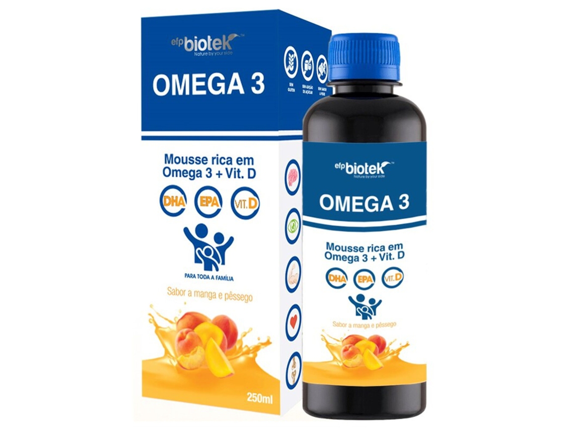 Mousse Ômega 3 Efpbiotek Sabor Manga e Pêssego