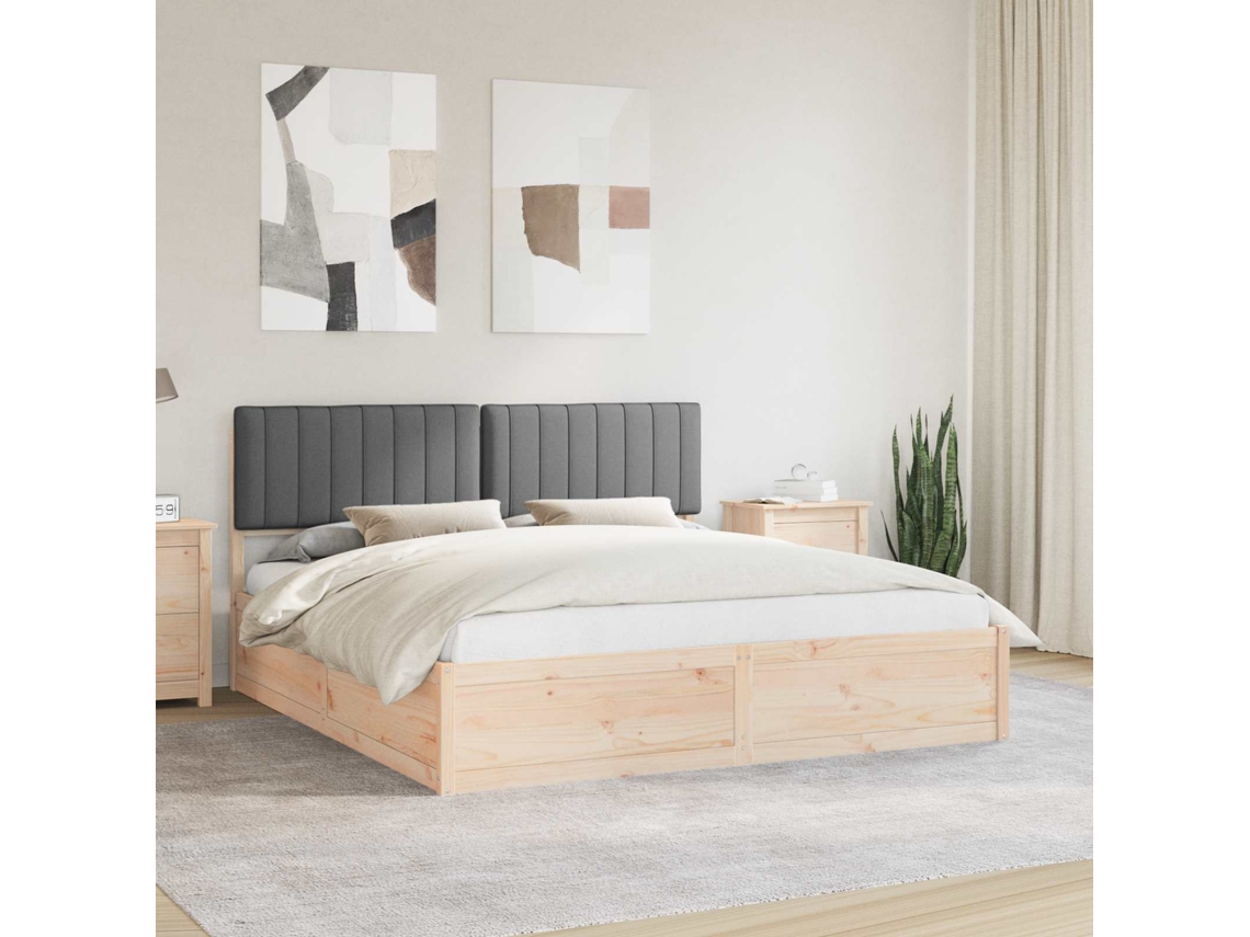 Vidaxl Estrutura De Cama Com Cabeceira Estofada Cinza Escuro