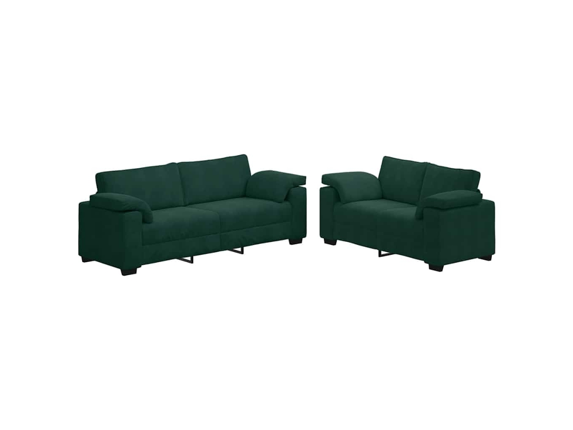 Conjunto de Sofá 2 Peças com Almofadas em Veludo Verde Escuro MAISON EXCLUSIVE