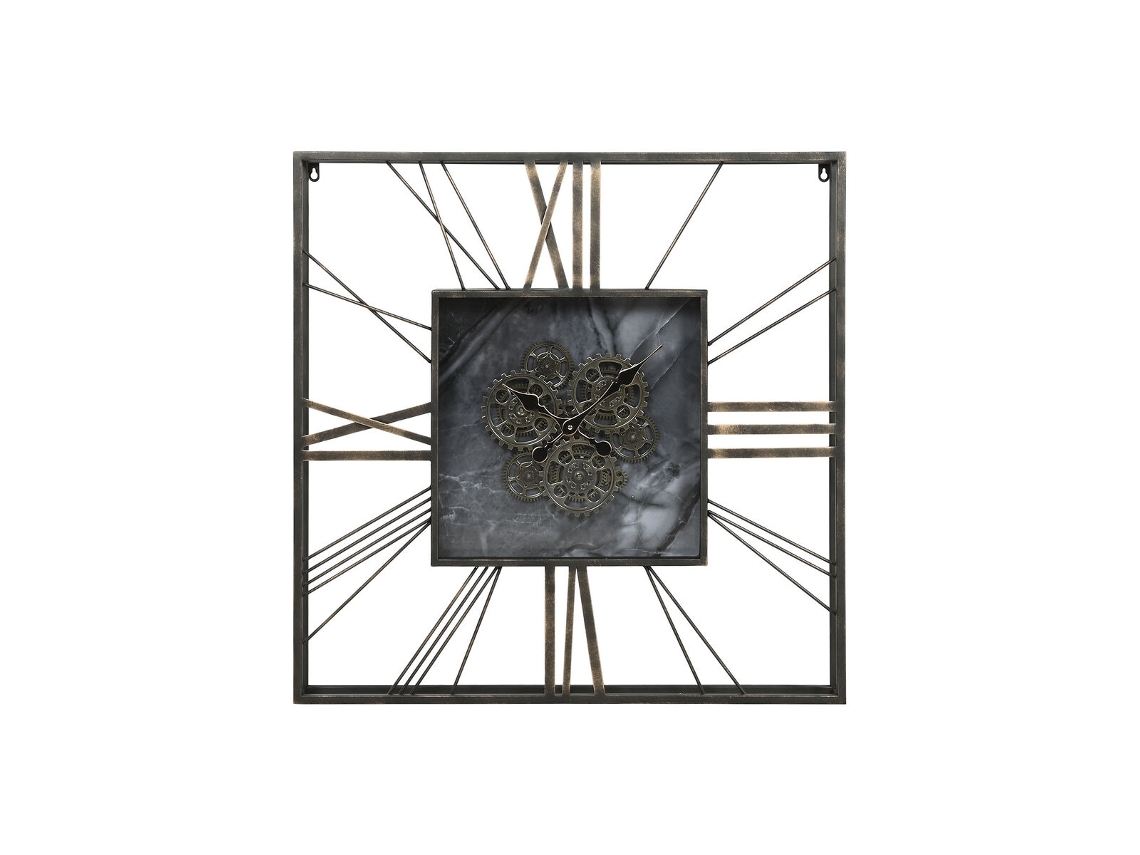 Relógio de Parede HOME ESPRIT Preto Dourado Metal Cristal 80 x 8 x 80 cm