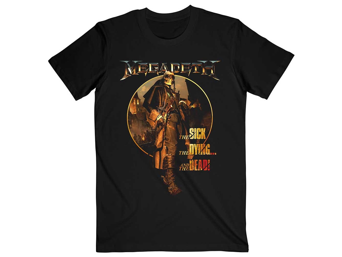 T-Shirt ROCK OFF Megadeth - The Sick, The Dying … And the Dead Circle Album Art Preto (Tamanho: L)