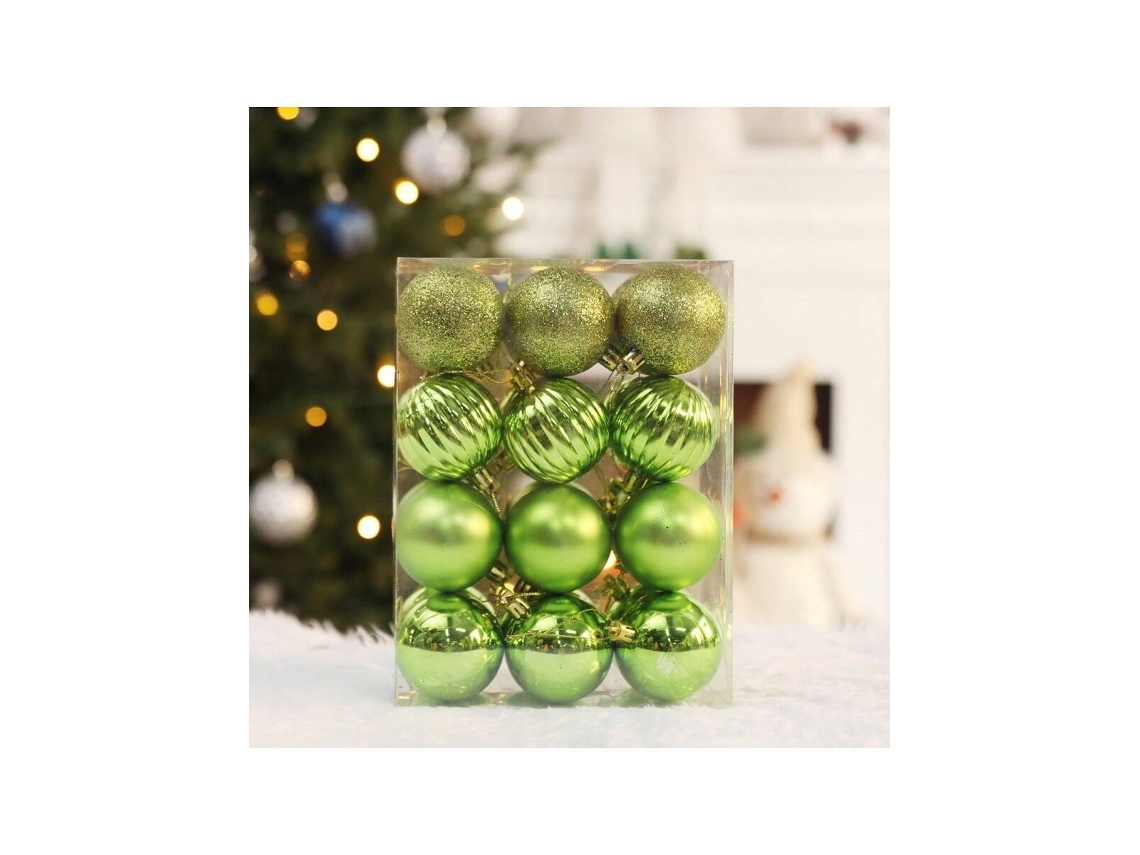 Conjunto De 24 Bolas De Natal, Verde Fruta, Caixa De Abóbora De 6cm Com 24 Unidades Igvtrade