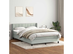 Vidaxl Cama Com Molas/colchão 160x220 Cm Veludo Cinzento-claro