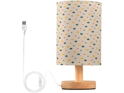 Abajur De Cabeceira Com Estampa Bolinhas Em Aquarela, Portas De Carregamento Usb C, Luminária De Mesa Cabeceira