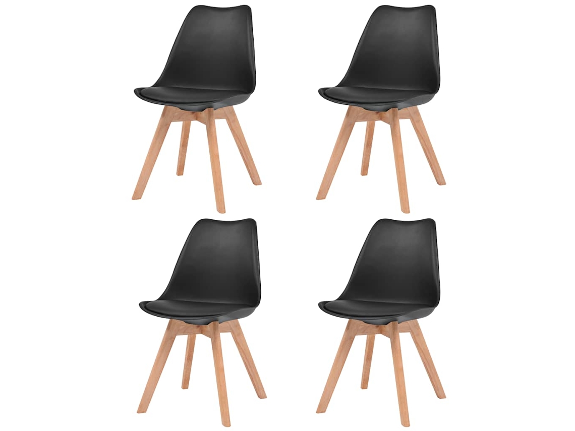 Vidaxl Cadeiras De Jantar 4 Pcs Plástico Preto