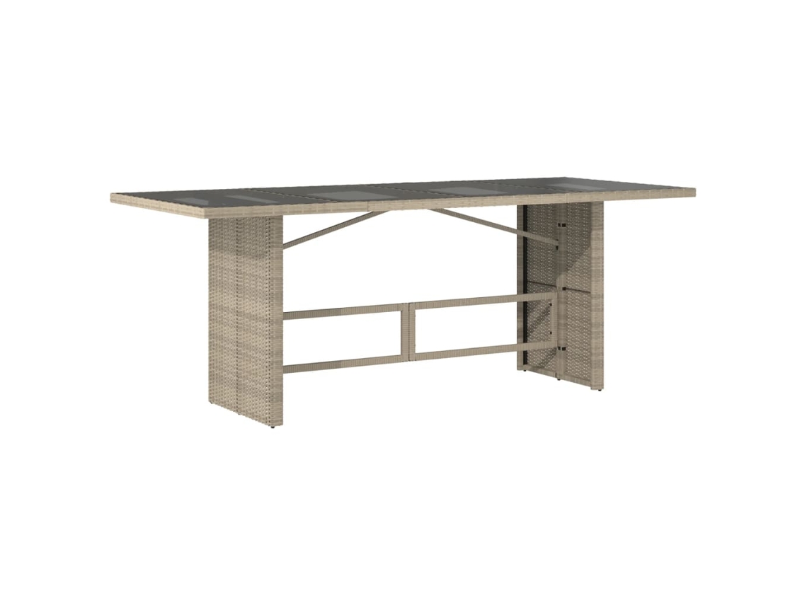 Mesa de jardim com tampo de vidro MAISON EXCLUSIVE Vime Pe Light Cinza (190x80x74 cm)