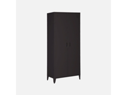 Roupeiro Industrial Em Metal Com 2 Portas, 4 Prateleiras E 1 Cabideiro, Preto