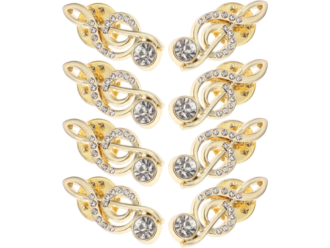 Broche Musical Em Liga De Ouro, Design Elegante Com Cristais, Alfinete De Lapela Leve E Seguro.