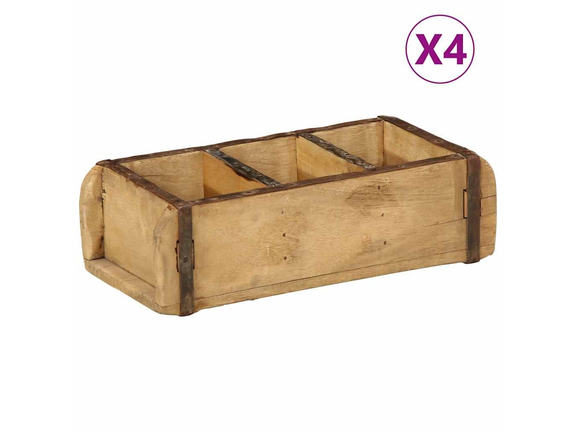 Vidaxl Tabuleiro Com Armazenamento 4 Pcs Castanho 30 X 14 X 9 Cm