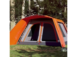 Vidaxl Tenda Familiar C/ Alpendre 9 P. Libertação Rápida Cinza/laranja
