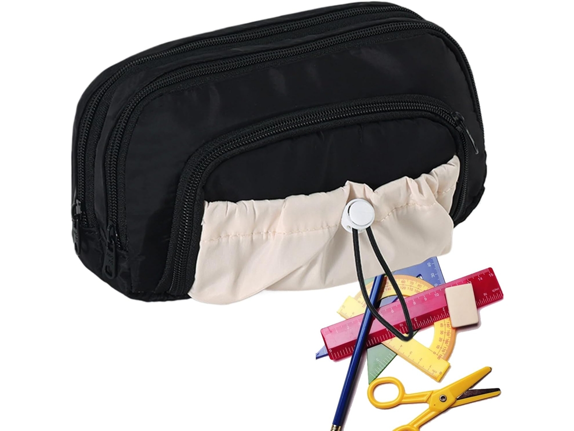 Estojo Para Lápis Porta Lápis Escolar | Organizador De Material Escolar Com Zíper Duplo E Cordão Ajustável Vayotoy