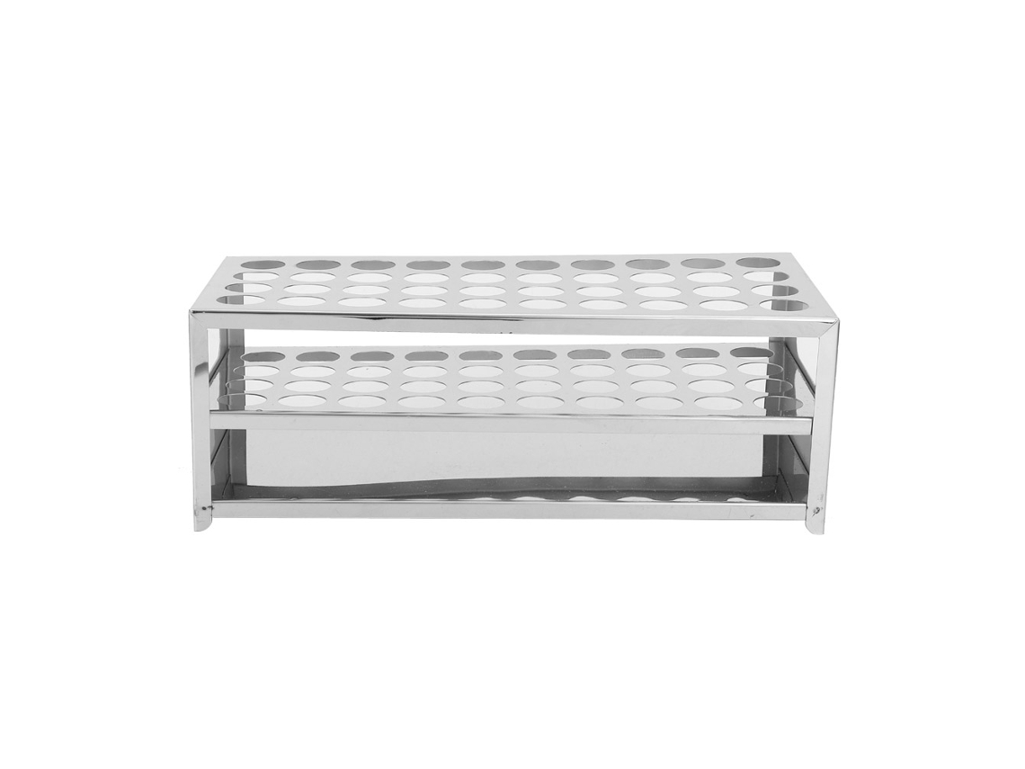 Suporte para Tubos de Ensaio de Aço Inoxidável Laboratorial 40 Buracos 20.5mm Resistente a Ácidos