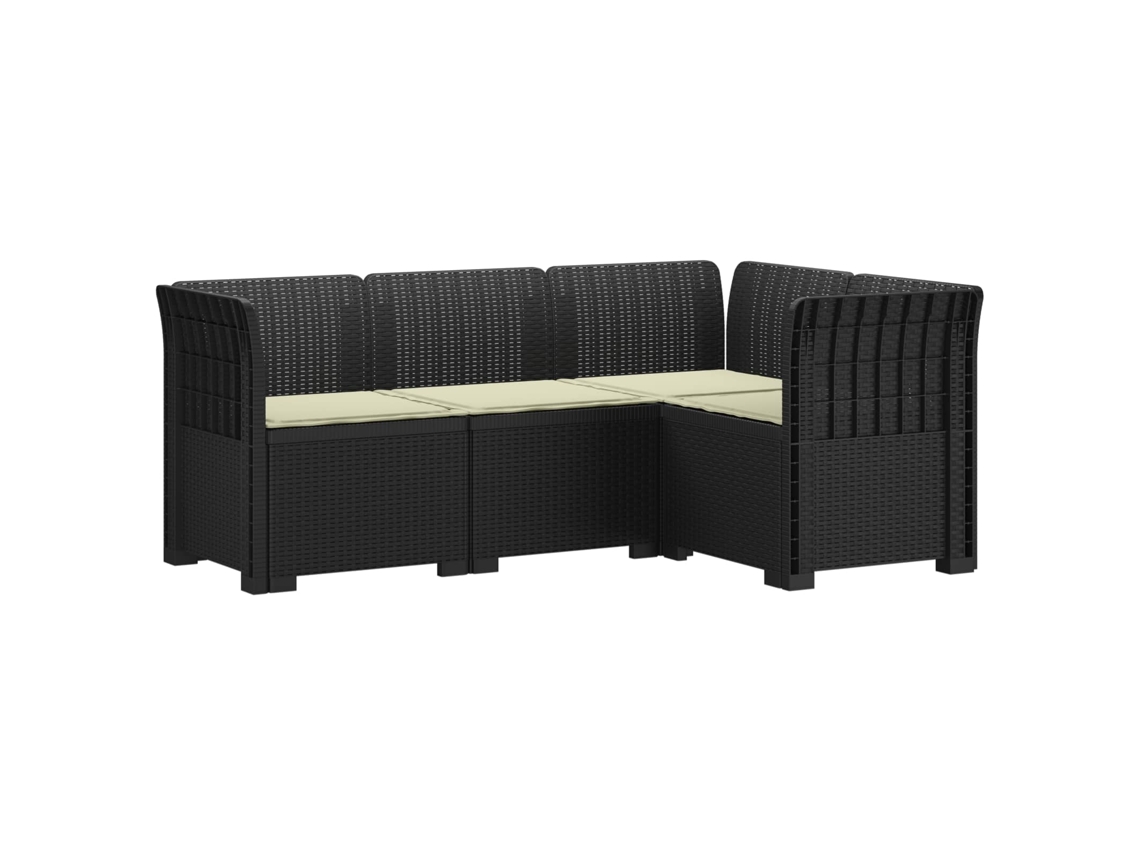 Vidaxl Sofá De Jardim Para 4 Pessoas Com Almofadas Visual Rattan Pp
