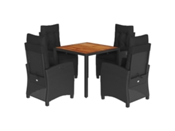 Conjunto de 5 Jantar para Jardim com Almofadões Vime Pe Preto MAISON EXCLUSIVE