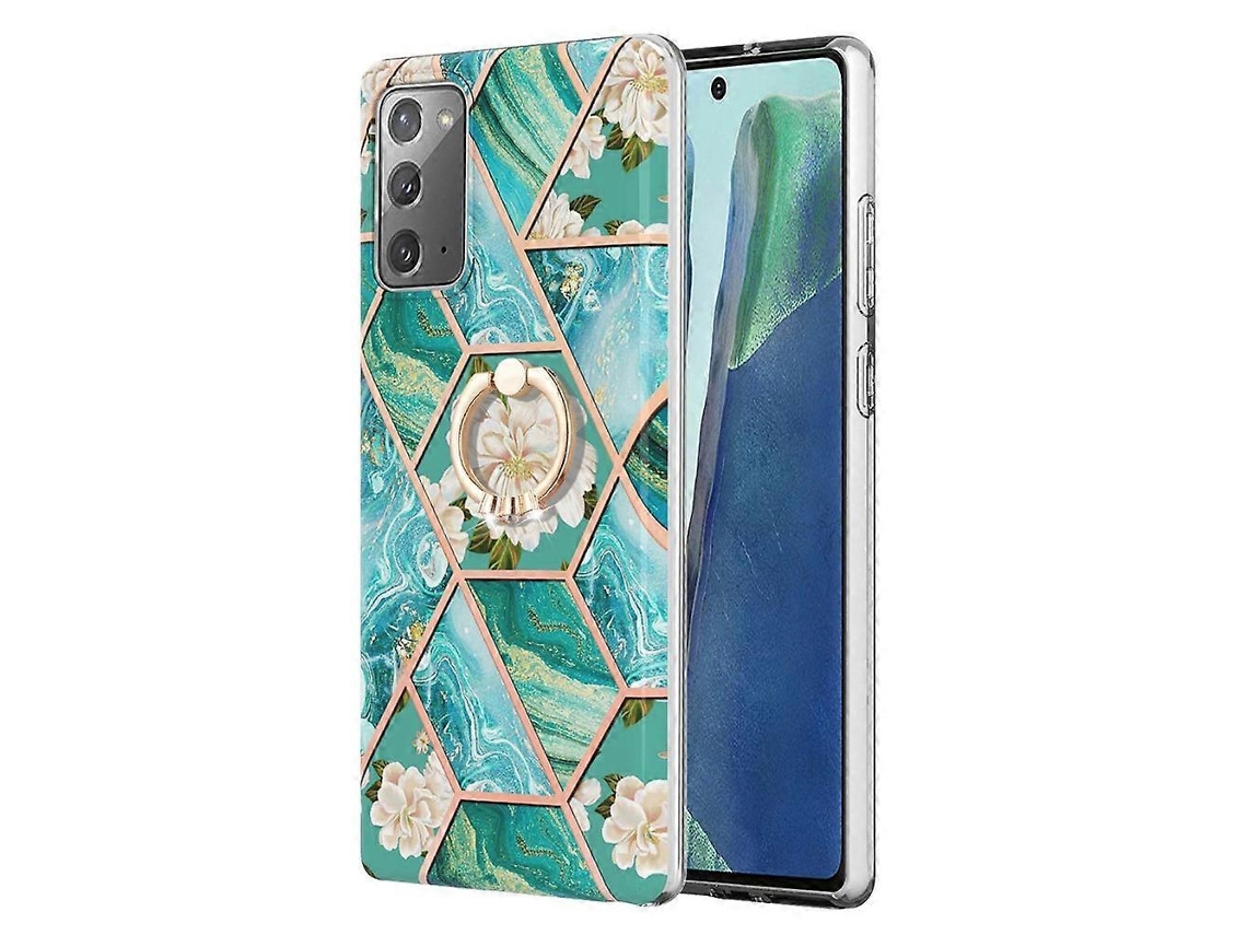 Capa Com Suporte De Anel De Tpu Com Estampa De Flores De Mármore Para Samsung Galaxy Note20