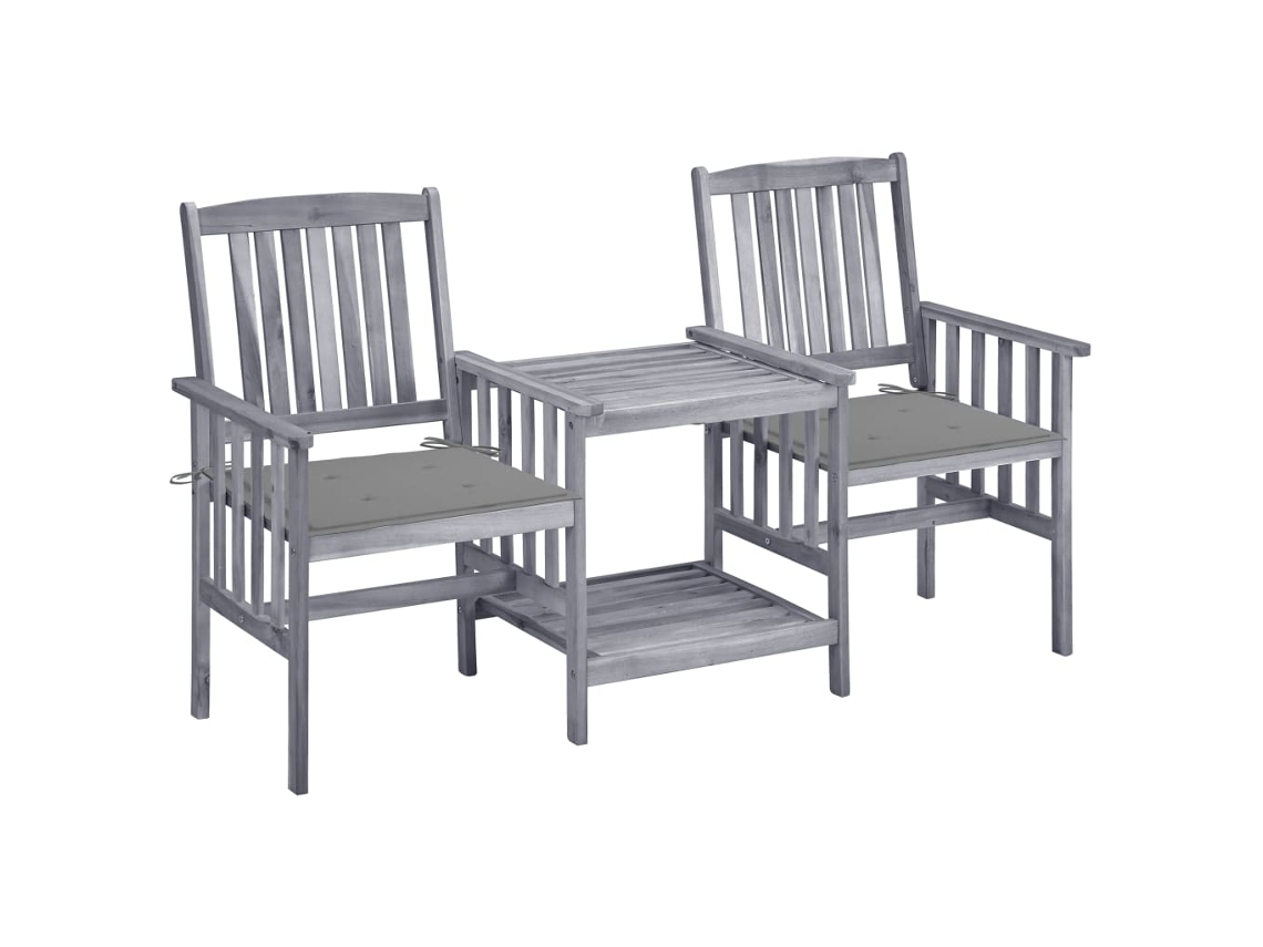 Cadeiras De Jardim C/ Mesa De Centro E Almofadões Acácia Maciça Dkd Home Decor