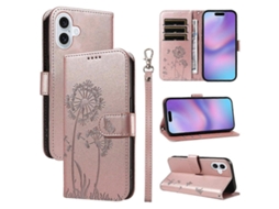 Capa carteira de couro para Iphone 17, estampa dente de leão, suporte, proteção, rosa G AQUAFORGE
