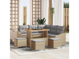Vidaxl Conjunto De Sofá De Jardim 9 Unid. 8-número De Lugares Bege