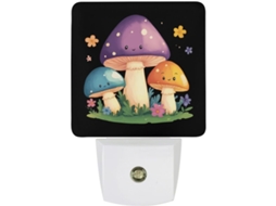 Luminária Noturna Em Formato De Cogumelo Com Luz Parede Led E Sensor Crepuscular
