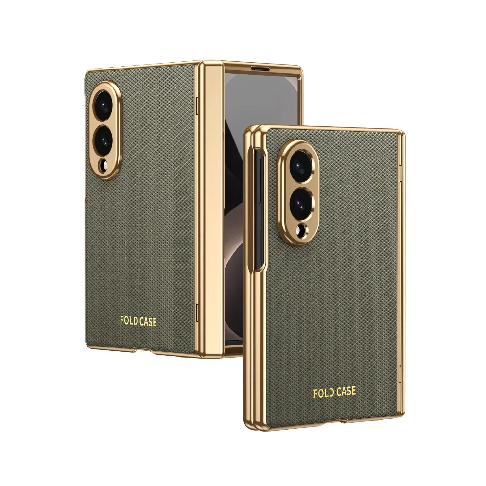 (verde, Galaxy Z Fold 8) Capa De Celular Luxuosa Em Couro Genuíno Com Padrão De Diamante E Película Protetora De Cobertura Total.