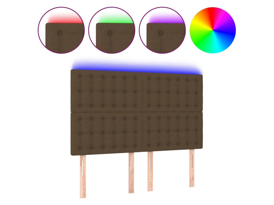 Cabeceira de Cama com Luzes Led Tecido Castanho MAISON EXCLUSIVE (144x5x118 cm)