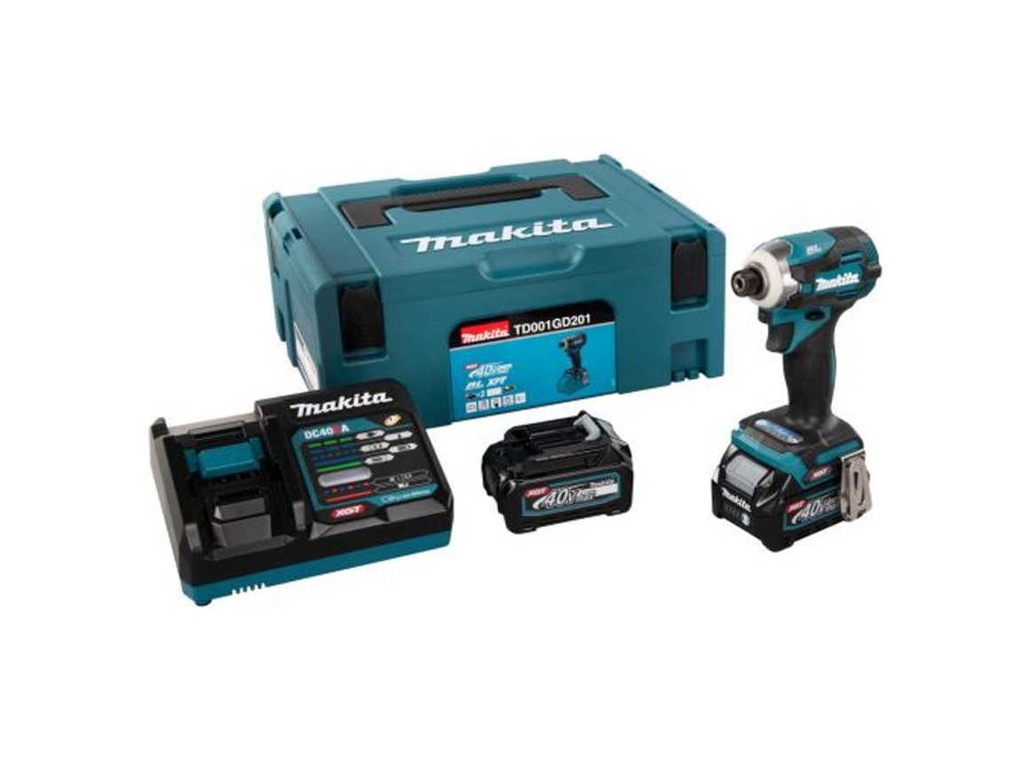 Chave de Fenda de Impacto Xgt 40V 2 Baterias 2 5Ah Carregador Caixa Makpac MAKITA Td001Gd201