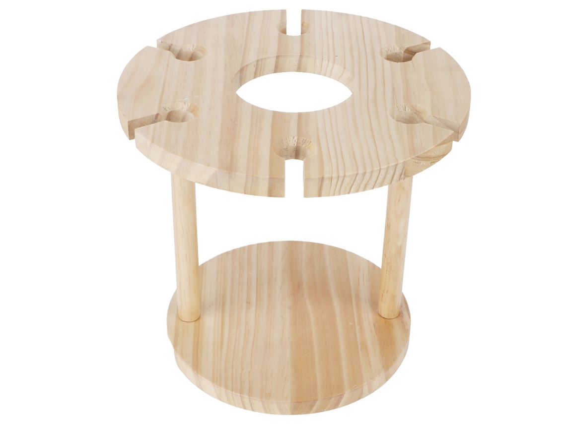 Porta Vinos De Madera Con Portagoblet Para 6 Copas Y 1 Botella Mesa