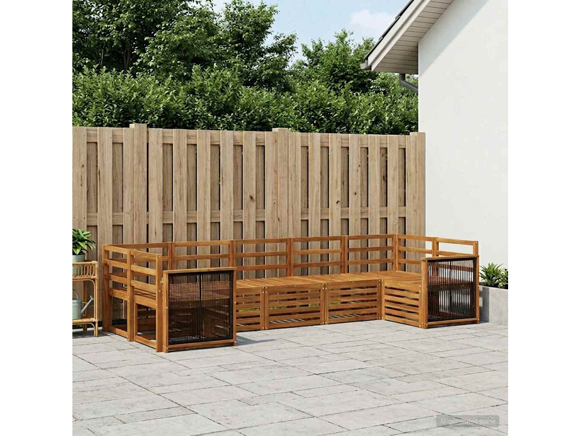 Vidaxl Conjunto De Sofá Sectional 6 Pcs Natural