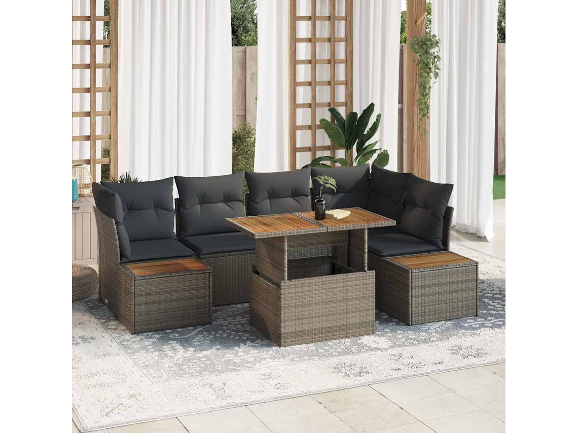 Vidaxl Conjunto De Sofá De Jardim 10 Unid. Cinzeto Rattan Sintético
