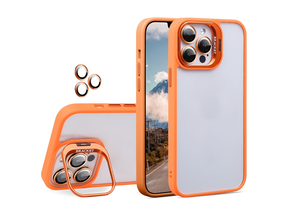 Suporte Casa Para Iphone 12 Pro Pele Sintética Laranja