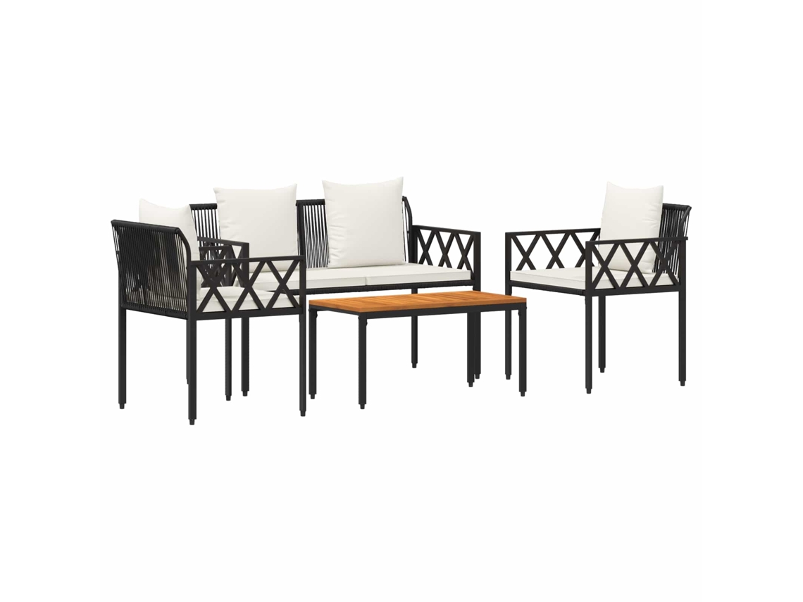Maison Exclusive - Conjunto De Móveis Para Exterior 4 Unid. Preto E Branco Creme