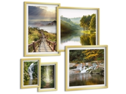 Conjunto De Pinturas Paisagens Naturais Cachoeiras Trilhas Florestais Espelharte (5 Peças)