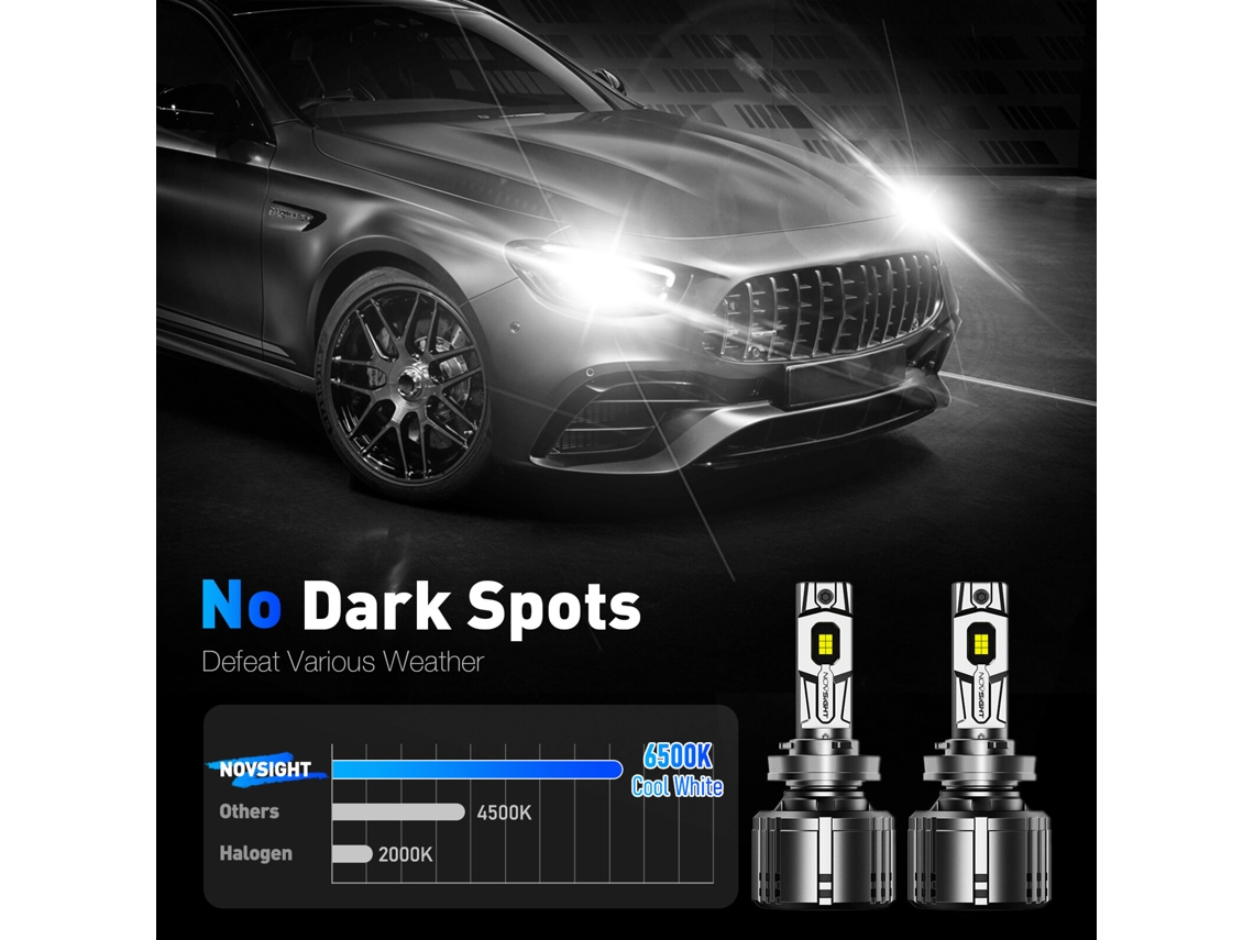 Faróis Led Para Automóvel H7-novsight A500-t1 240 W De Alta Potência, 2 Peças, 50000 Lm, 6500 K, Branco Frio, À Prova De Água, Ip68