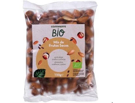 Mix Amêndoa, Avelã E Passas Biológico CONTINENTE BIO 150 gr
