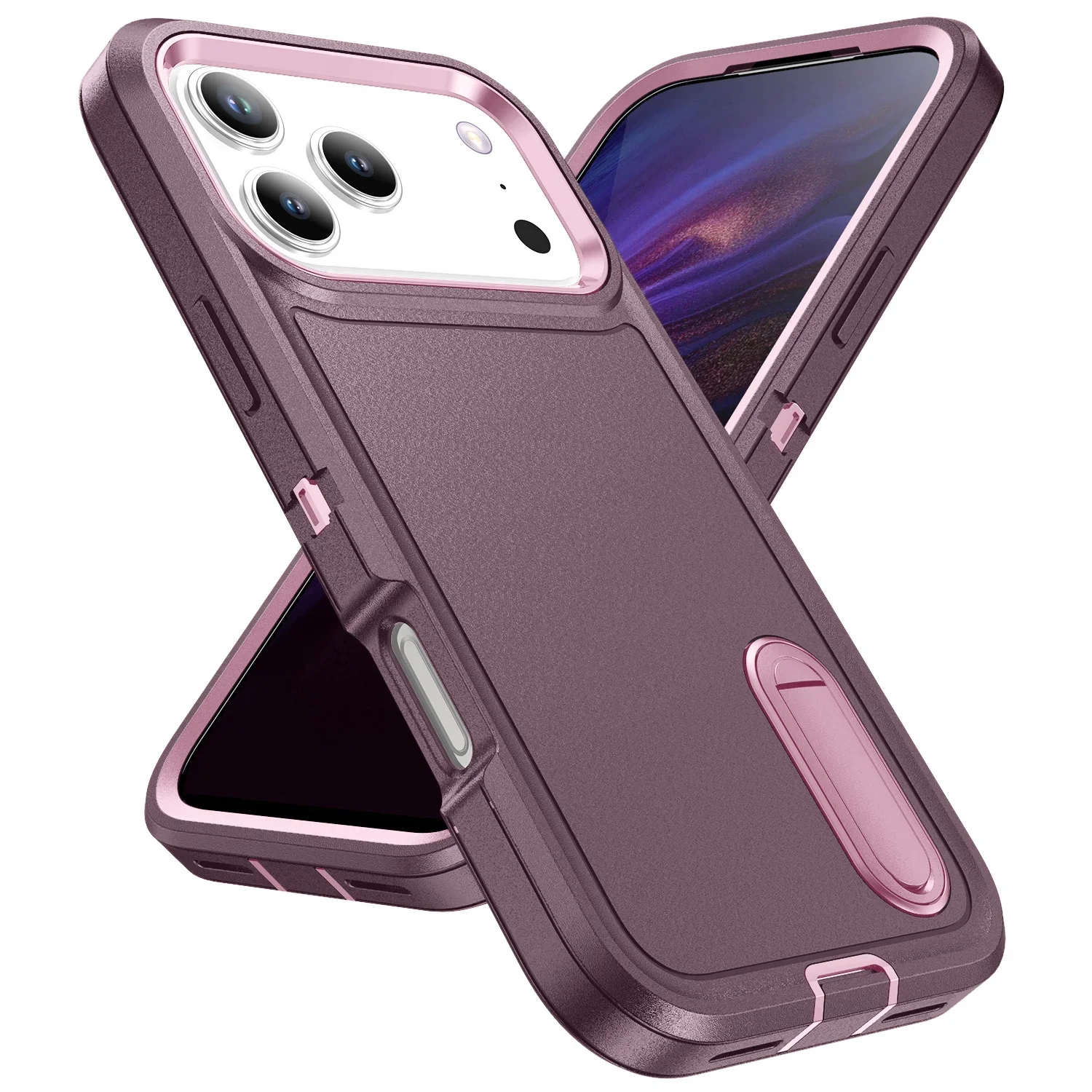 (roxo/rosa, Iphone 11) Capa Resistente A Impactos, Proteção Reforçada, Capa Protetora Invisível Com Suporte.