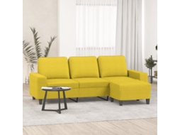 Vidaxl Sofá De 3 Lugares Com Apoio De Pés 180 Cm Tecido Amarelo-claro