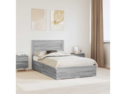 Vidaxl Estrutura da Cama Cinza Sonoma 120 X 200 Cm Madeira Processada