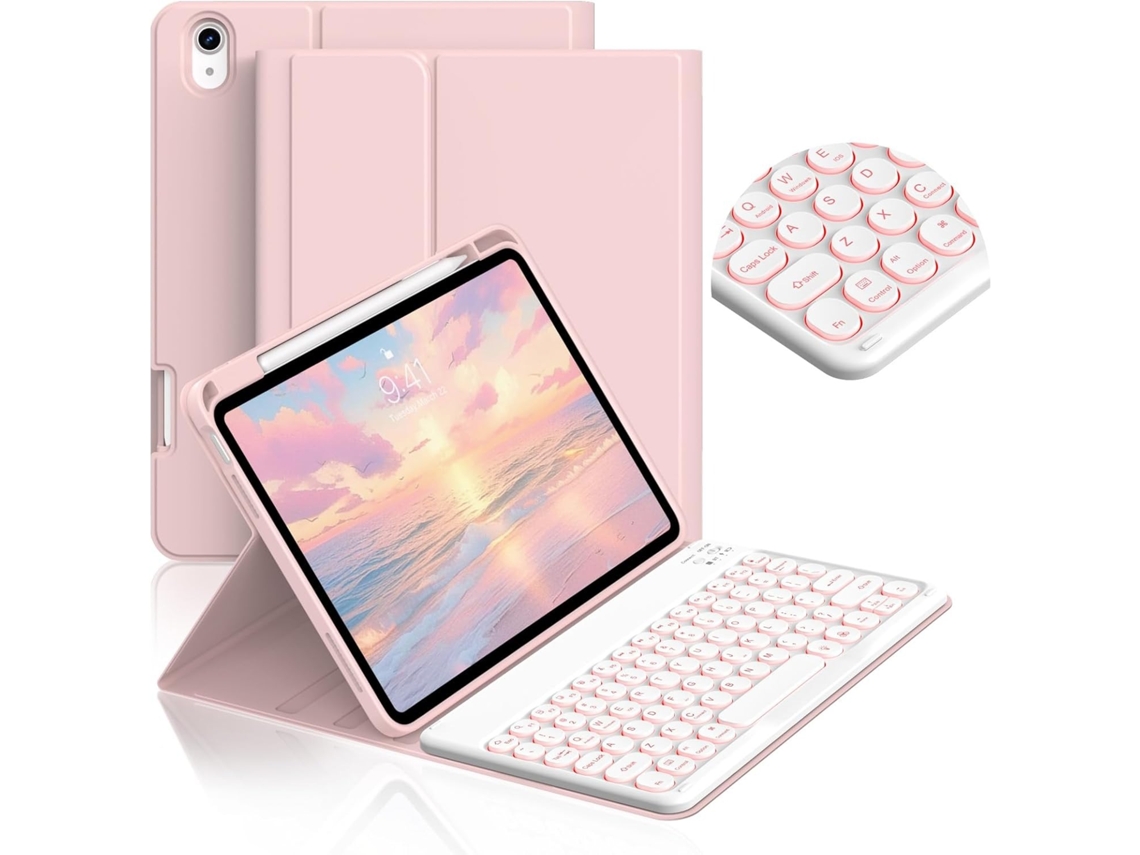 Capa Com Teclado Bluetooth Para Redmi Pad2 11 Polegada (português-rosa)