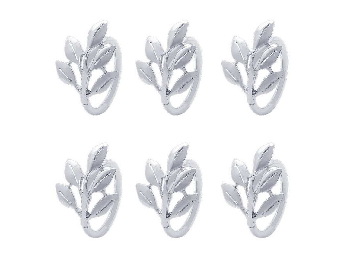 Anillos Para Guardanapo De Hoja De Prata, 6 Peças Para Casamentos, Aniversários E Festas De Jantar