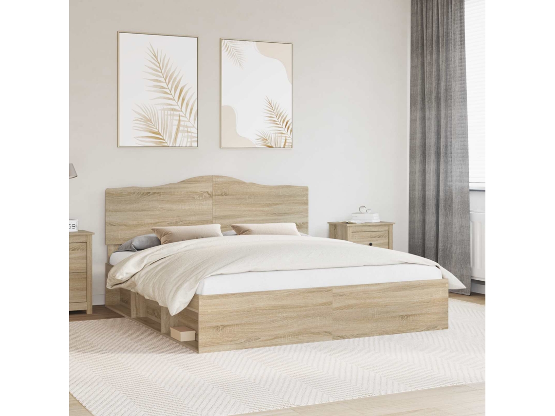 Vidaxl Estrutura Da Cama Com Cabeceira Sonoma 200 X 200 Cm