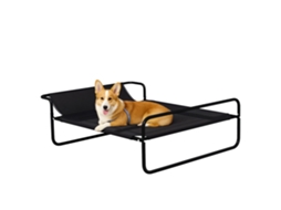 Cama Elevada Para Cães Com Apoio De Cabeça, Tecido Microperfurado, 91 X 69 X 29 Cm, Preta