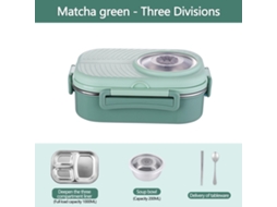 Caixa Bento 3 Compartimentos 1200ml Com Talheres (verde) Czhhmart